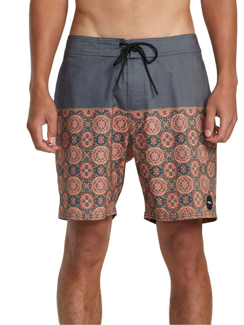 RVCA Men’s Gray and Rust Patterned Board Shorts